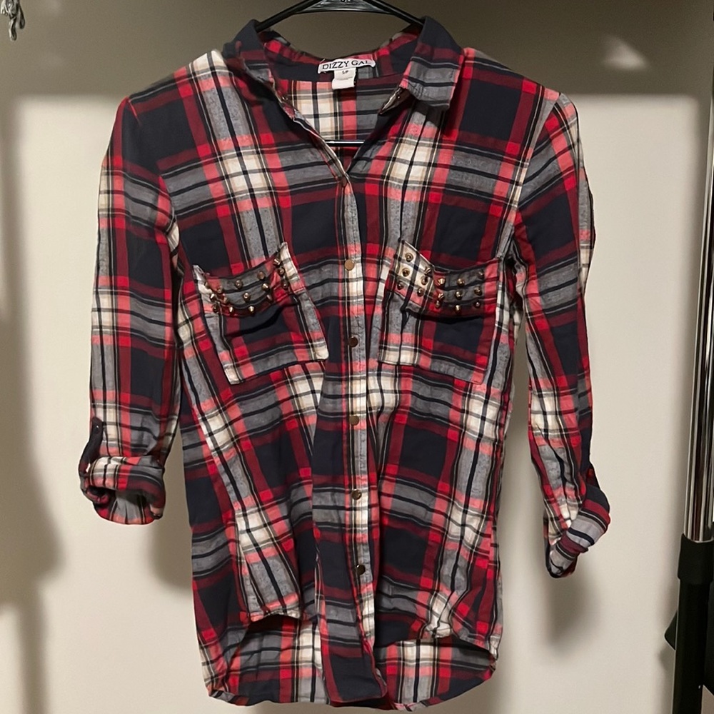small flannel with gold studded pockets ✨
